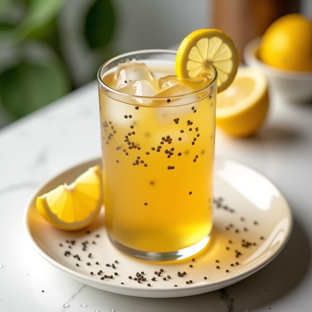 Té Helado de Jengibre y Limón con Semillas de Chía: Bebida Antiinflamatoria y Sin Cafeína