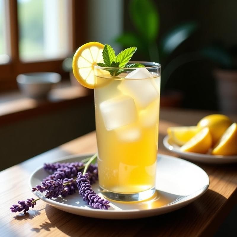 Té Helado de Lavanda y Limón con Edulcorante de Estévia: Bebida Relajante Sin Azúcar