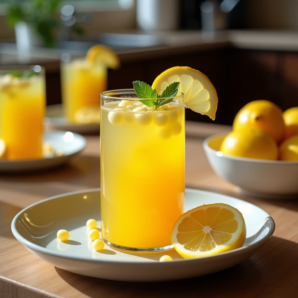 Té Helado de Mango y Hierba Luisa con Burbujas de Limón: Bebida Veraniega Sin Cafeína