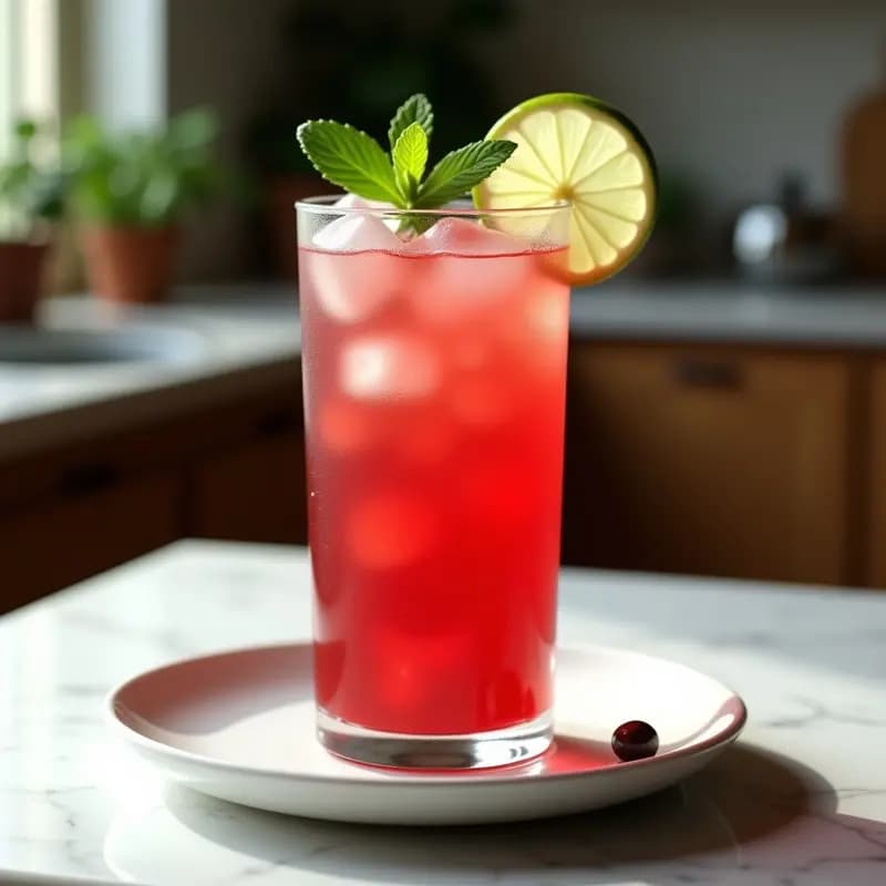 Té Helado de Maracuyá y Flor de Jamaica con Burbujas de Lima: Bebida Mexicana Refrescante
