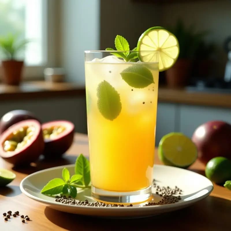 Té Helado de Maracuyá y menta con Chía: Bebida Colombiana Depurativa y Sin Azúcar