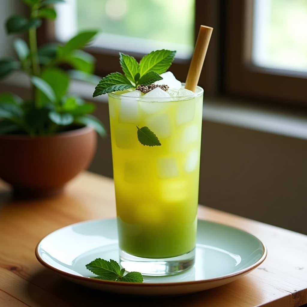 Té Helado de Matcha y Lima con Agua de Rosas: Bebida Japonesa Detox y Energizante