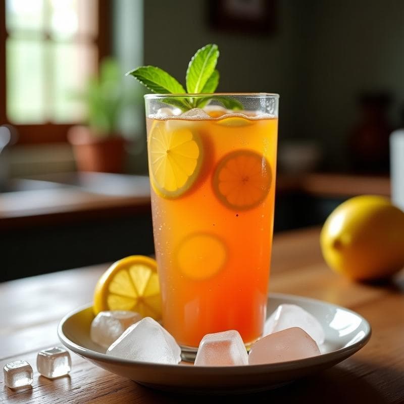 Té Helado de Rooibos con Burbujas de Maracuyá y Limón: Bebida Sudafricana Refrescante