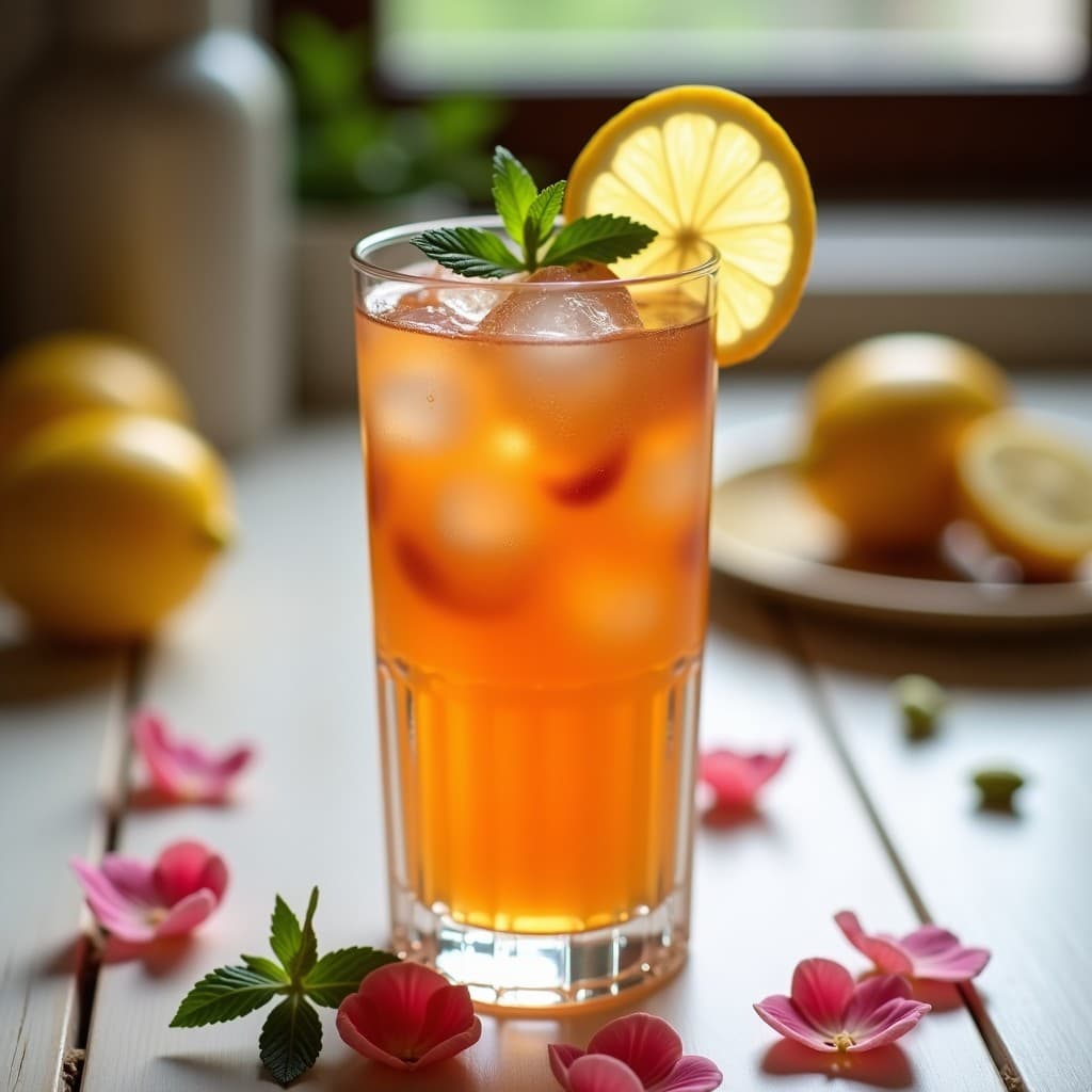 Té Helado de Rosa de Damasco con Limón y Cardamomo: Bebida Iraní Refrescante Sin Azúcar