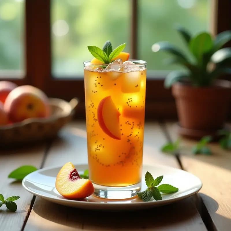 Té Helado de Verbena y Melocotón con Semillas de Chía: Bebida Refrescante Sin Azúcar
