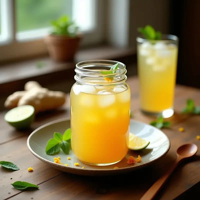 Té de Jengibre Fermentado y Limón Kaffir: Bebida Tailandesa Probiótica para el Tupper