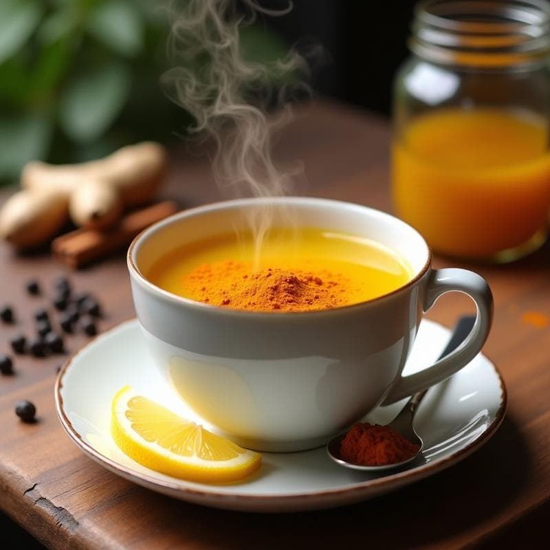 Té Caliente de Jengibre, Kurkuma y Pimienta Negra con Miel de Dátiles: Bebida Ayurvédica Antiinflamatoria
