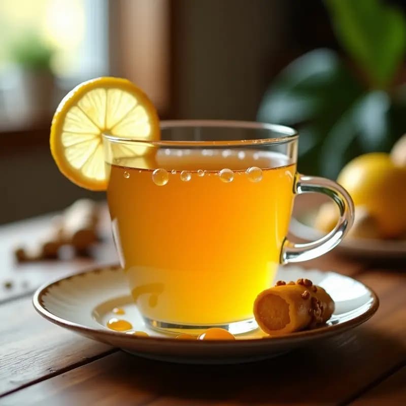 Té de Jengibre y Limón con Burbujas de Miel: Bebida Ayurvédica Energizante y Digestiva