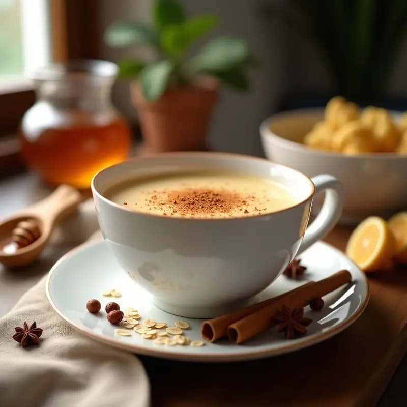 Té de Jengibre y Pimienta de Jamaica con Leche de Avena: Bebida Antiinflamatoria para Resfriados