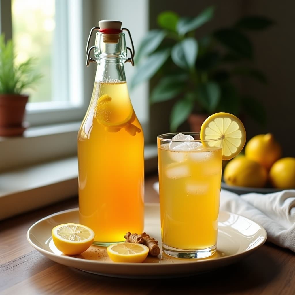 Té de Kombucha y Jengibre con Limón: Bebida Probiótica para el Sistema Inmune en Casa