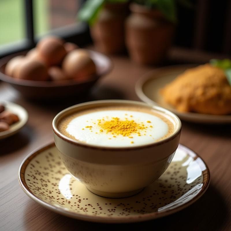 Té Latte de Cardamomo y Azafrán con Espuma de Coco: Bebida India Calmante y Sin Cafeína