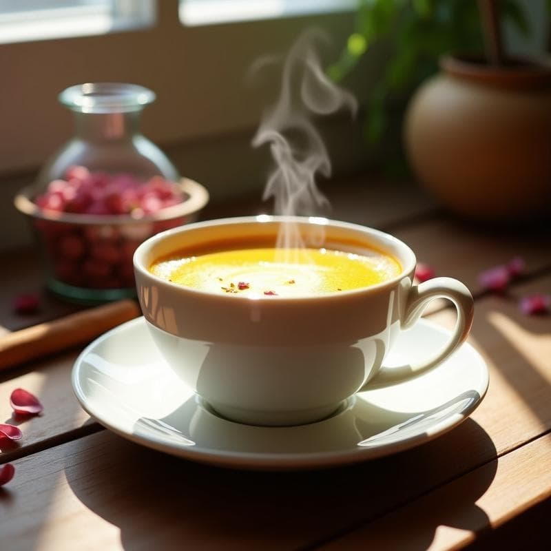 Té Latte de Cúrcuma y Pimienta Rosa: Bebida Golden Milk Antiinflamatoria y Relajante