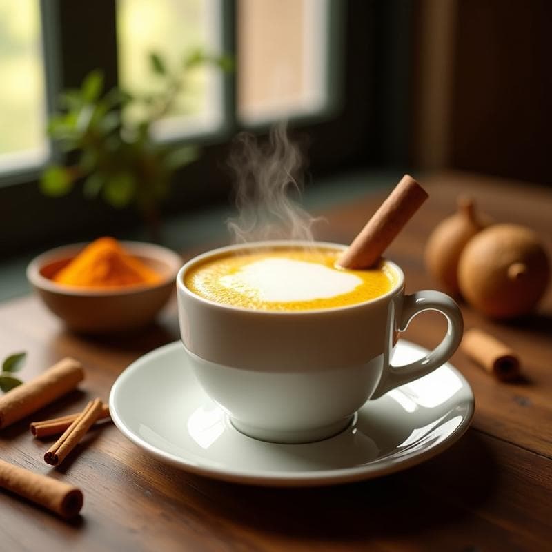 Té Latte de Golden Milk con Canela: Bebida Indú Ayurvédica Relajante