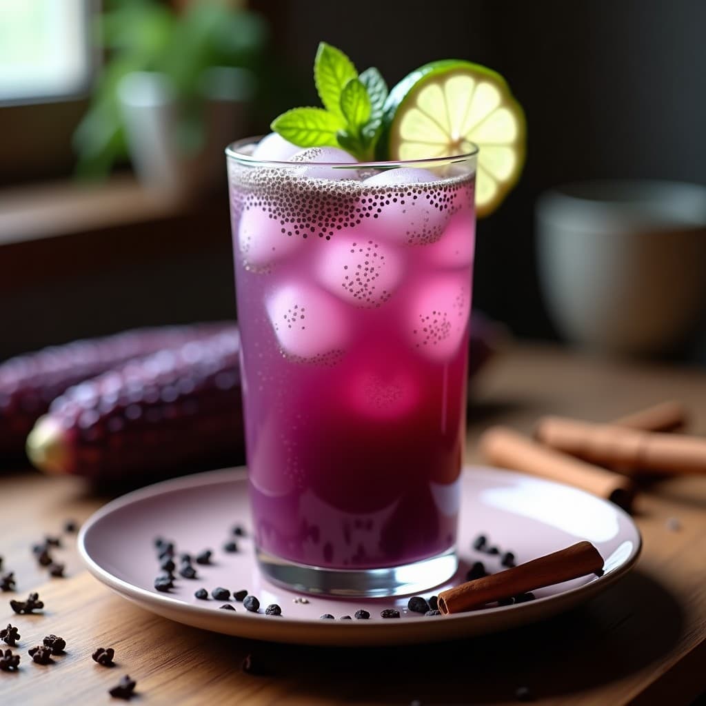Té de Maíz Morado y Clavo: Bebida Peruana Antioxidante con Burbujas de Chía
