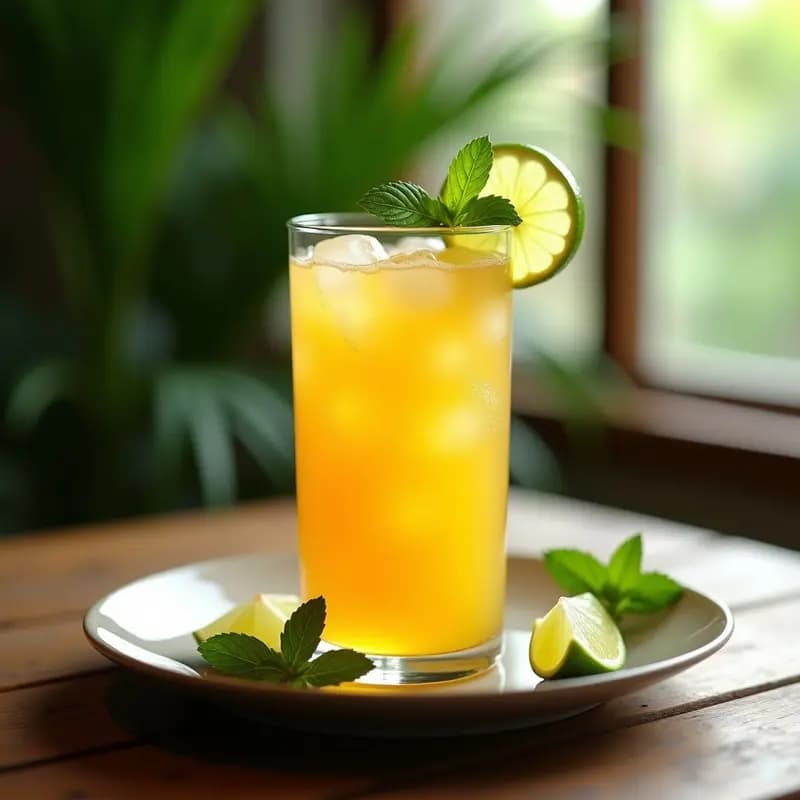 Té de Maracuyá y Mentol con Burbujas de Lima: Bebida Tropical Brasileña Sin Alcohol