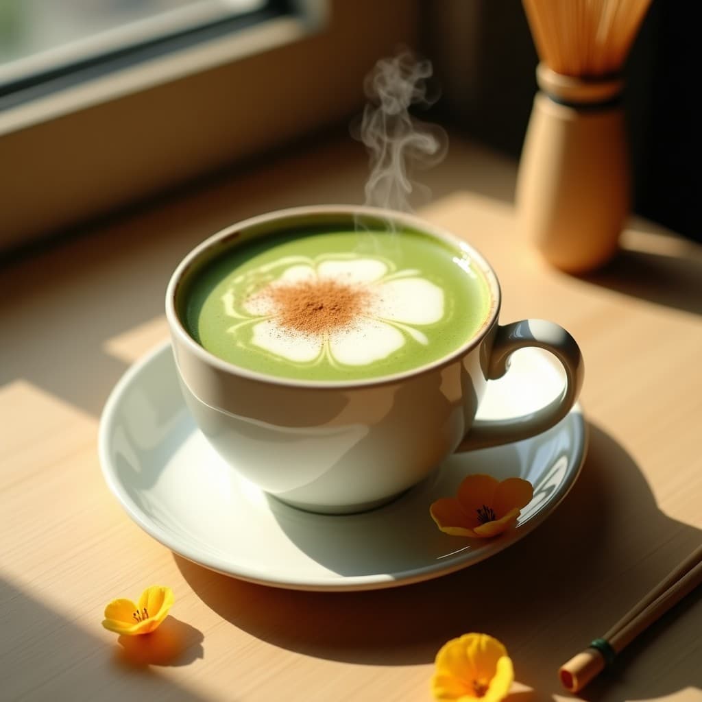 Té Matcha Latte con Leche de Almendras y Flor de Azahar: Bebida Japonesa Antiestrés
