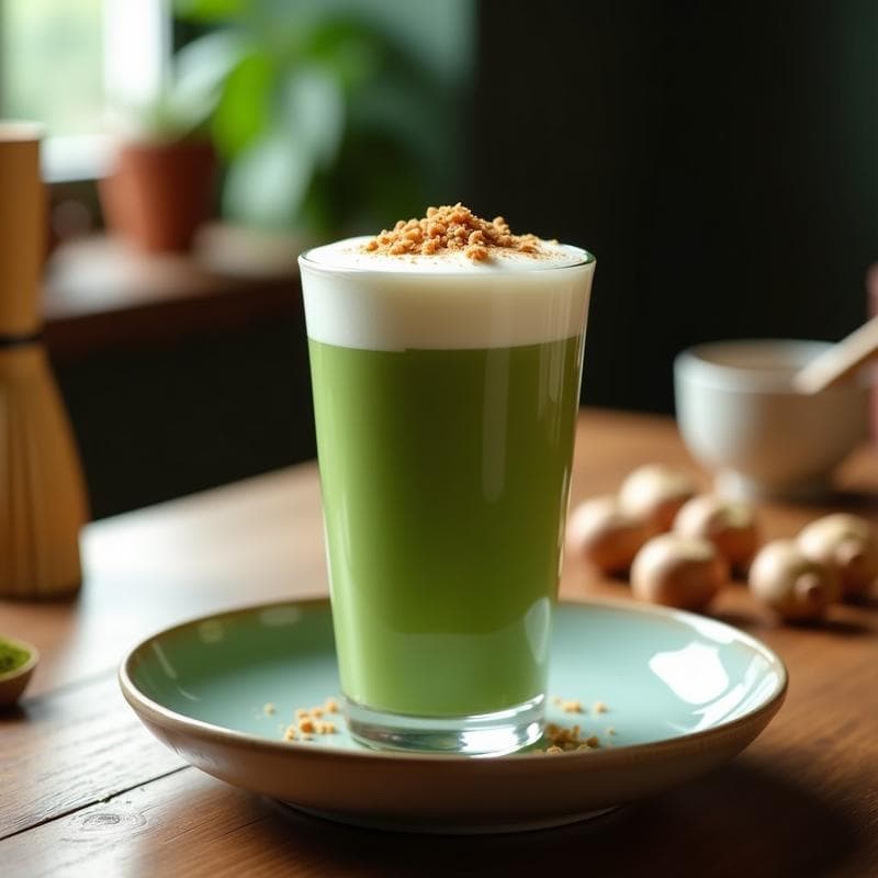 Té Matcha Latte con Espuma de Leche de Avellana: Bebida Energética Sin Cafeína