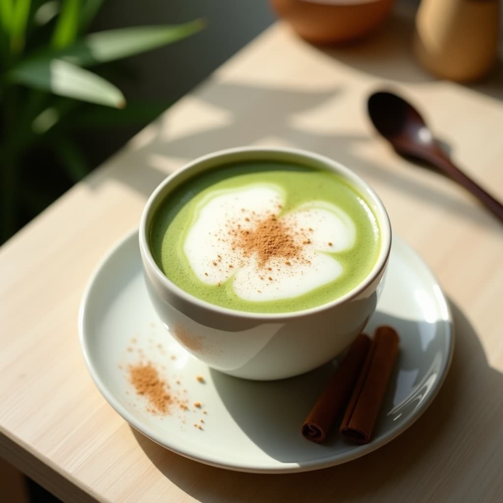 Té Matcha Latte con Espuma de Avena y Canela: Bebida Japonesa Sin Lactosa