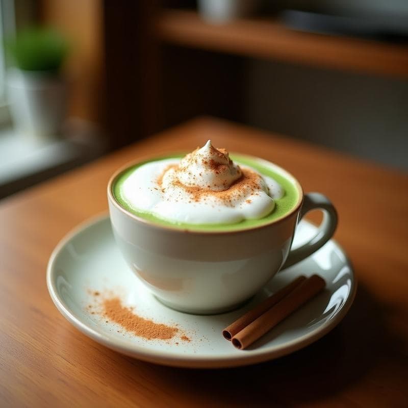Té Matcha Latte con Espuma de Coco y Canela: Bebida Energizante y Antioxidante