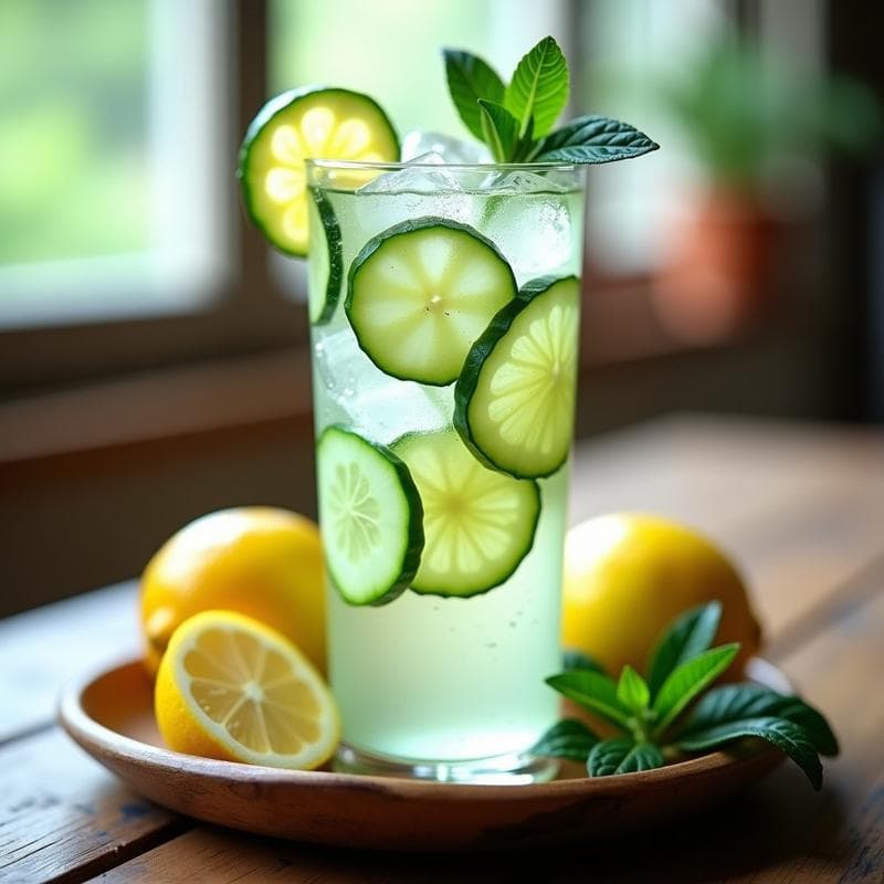 Té Glacial de Pepino y Mentol con Limón: Bebida Refrescante Sin Azúcar