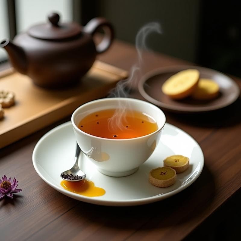 Té de Raíz de Loto y Jengibre con Miel de Manuka: Bebida China Antiinflamatoria y Calmante