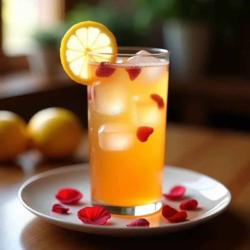 Té de Rosas y Azafrán con Burbujas de Limón: Bebida Persa Elegante y Relajante