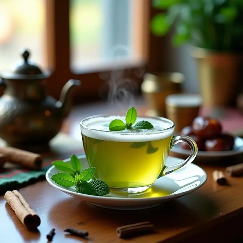 Té Verde Marroquí con Mentas Frescas y Miel: Bebida Tradicional para el Invierno