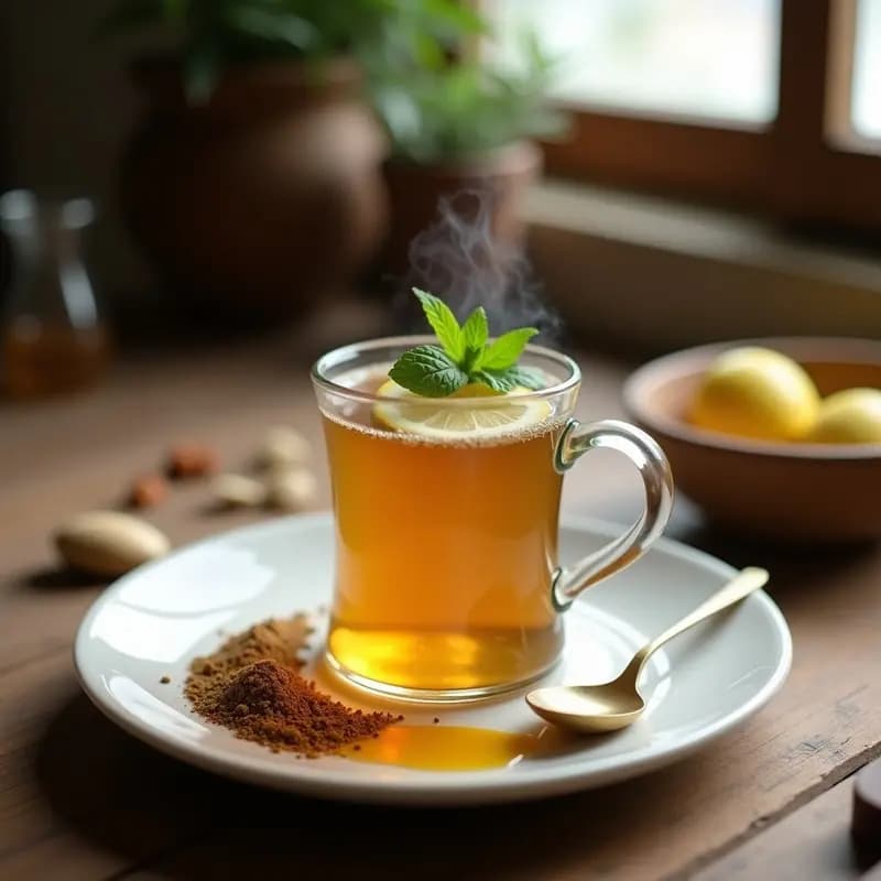 Té de Hierbas Zaatar con Limón y Miel de Dátil: Infusión Libanesa para la Digestión