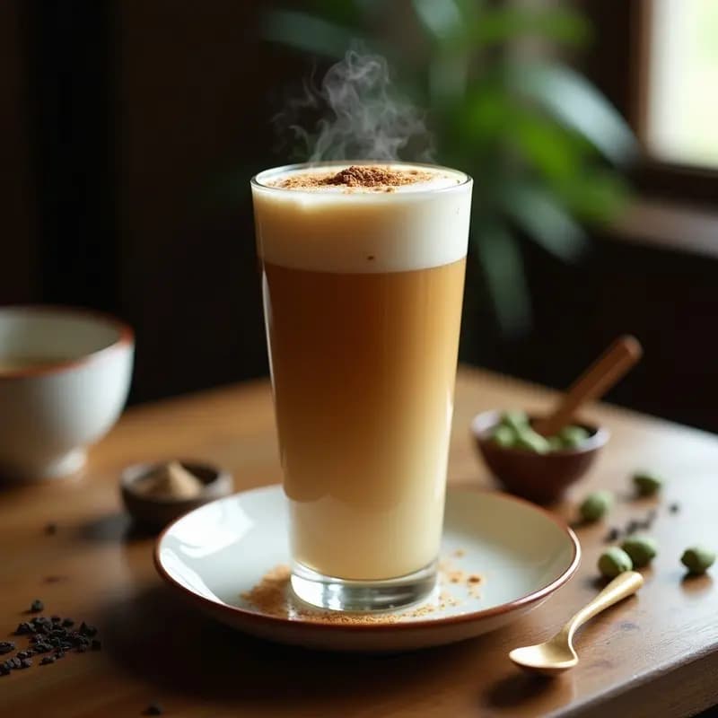 Teh Tarik con Leche de Almendras y Cardamomo: Bebida Malasia Espumosa Sin Lácteos