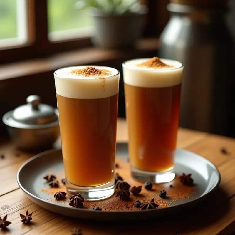 Teh Tarik Malasio con Especias de Cardamomo: Bebida Tradicional Espumosa y Aromática