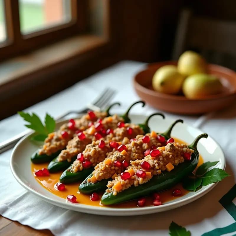 Téllez de Chiles en Nogada con Granados y Nueces: Receta Mexicana Festiva Sin Lácteos