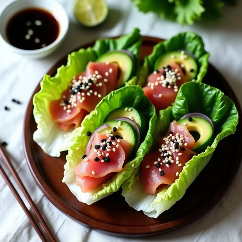 Temaki de Atún y Palta con Envoltura de Lechuga: Receta Japonesa Low-Carb