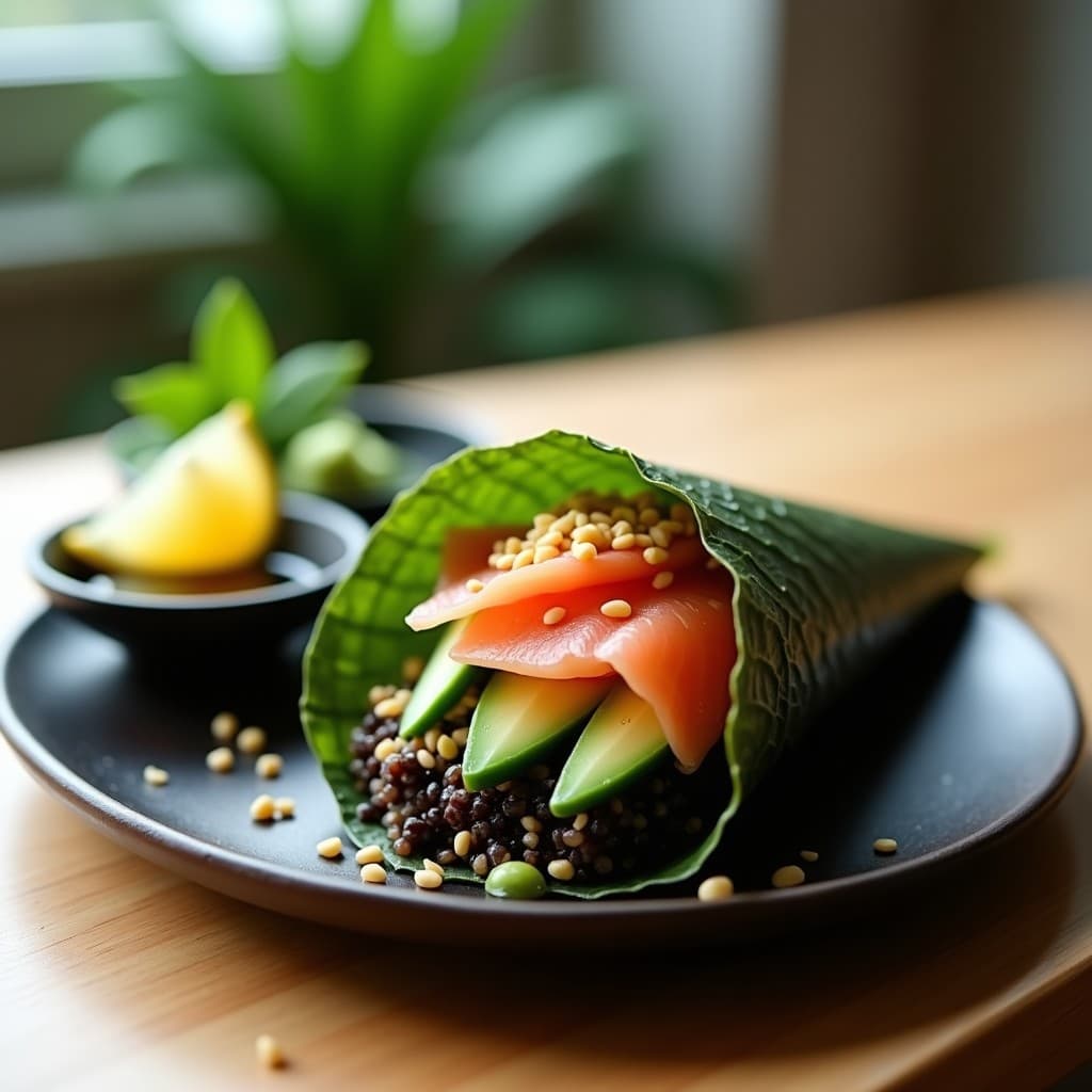 Temaki de Salmón Ahumado y Quinoa Negra: Receta Japonesa Keto con Toque Crujiente en 15 Minutos