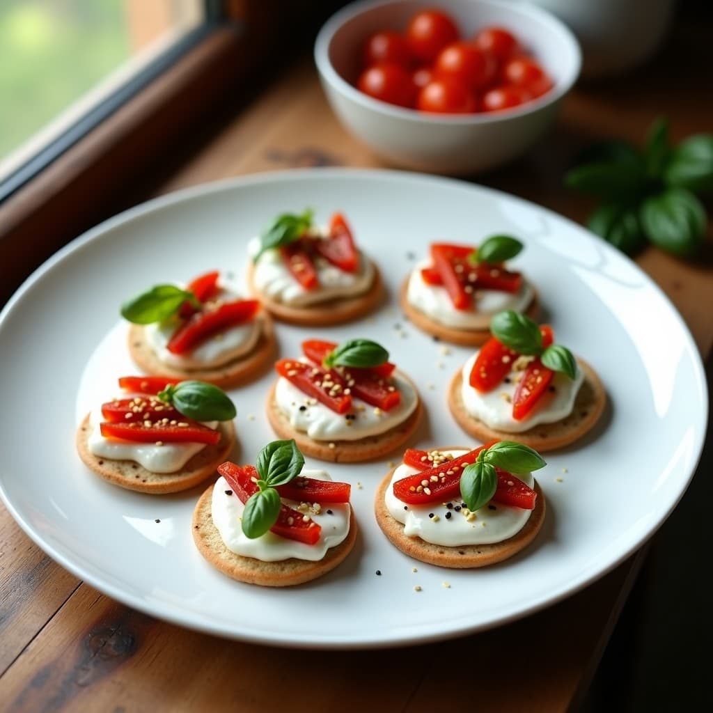 Temas de Yogur Griego y Hierbas Provenzales con Tomates Secos: Aperitivo Francés Alta en Proteína