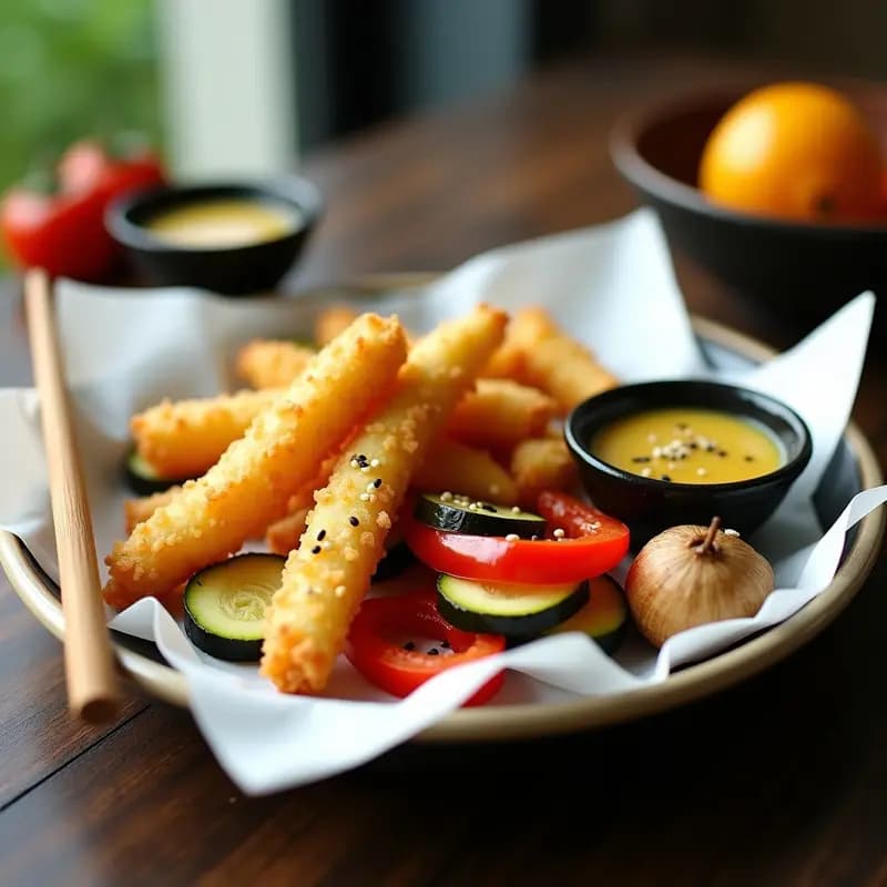 Tempura de Verduras con Salsa Ponzu: Aperitivo Japonés Crujiente y Sin Gluten