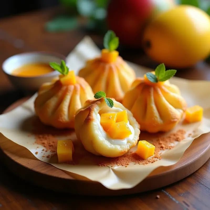 Cechetti Venezolano de Tequeños de Queso y Mango: Aperitivo Frito Crujiente y Dulce-Salado