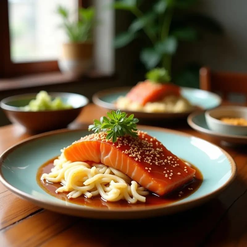 Teriyaki de Salmón y Espárragos Blancos: Receta Japonesa en Olla Exprés con Sésamo