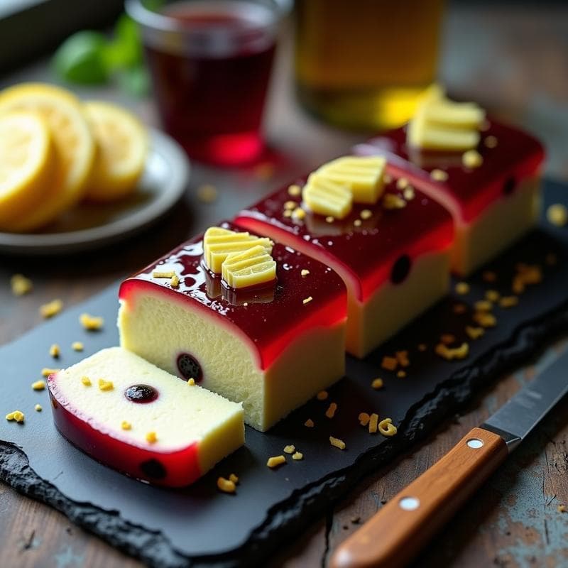 Terrina de Alcachofas y Aceitunas Negras con Gelée de Vino Tinto: Entrante Gourmet Sin Cocción