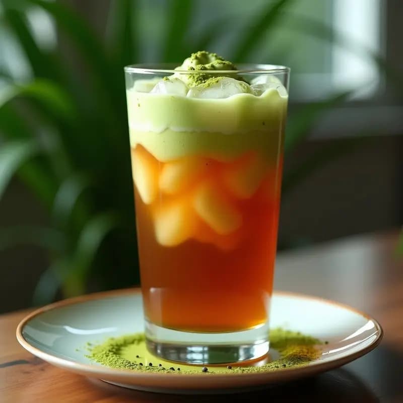 Thai Ice Tea con Burbujas de Matcha: Bebida Tailandesa Refrescante y Antioxidante