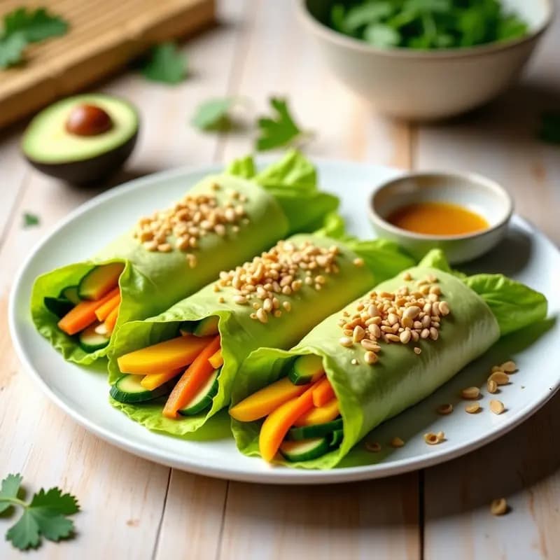Thai Roll de Mango y Aguacate: Aperitivo Tailandés Vegano sin Cocinar