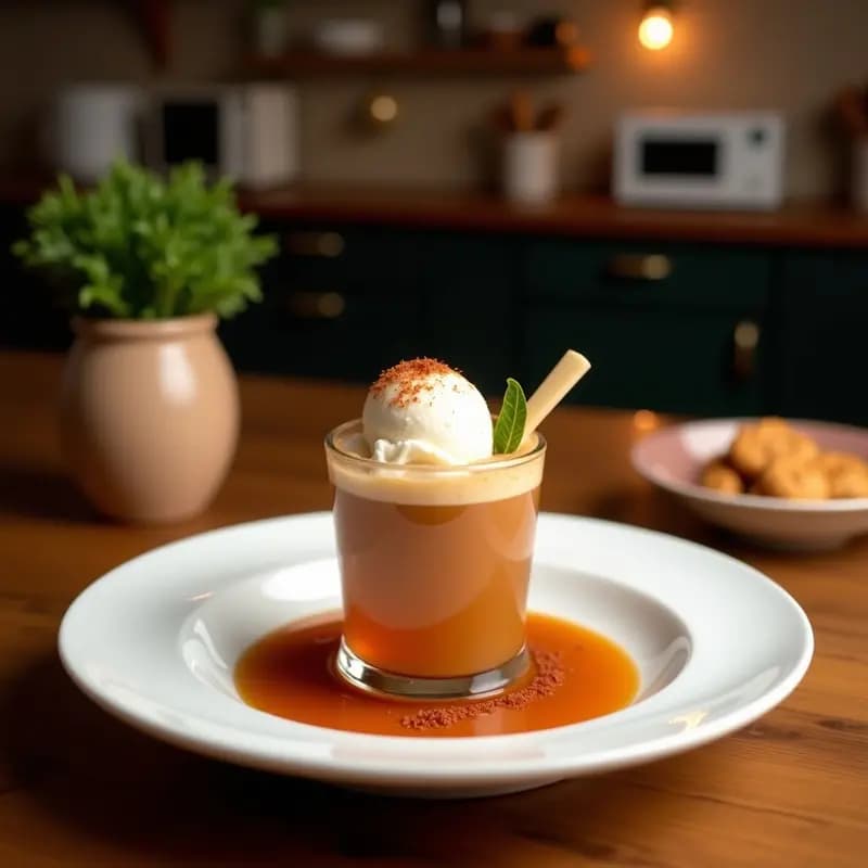 Thai Tea Affogato con Helado de Coco y Especias: Postre Tailandés Helado y Cremoso