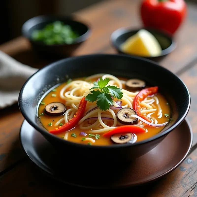 Thukpa de Fideos de Arroz y Verduras: Sopa Tibetana Vegana con Especias
