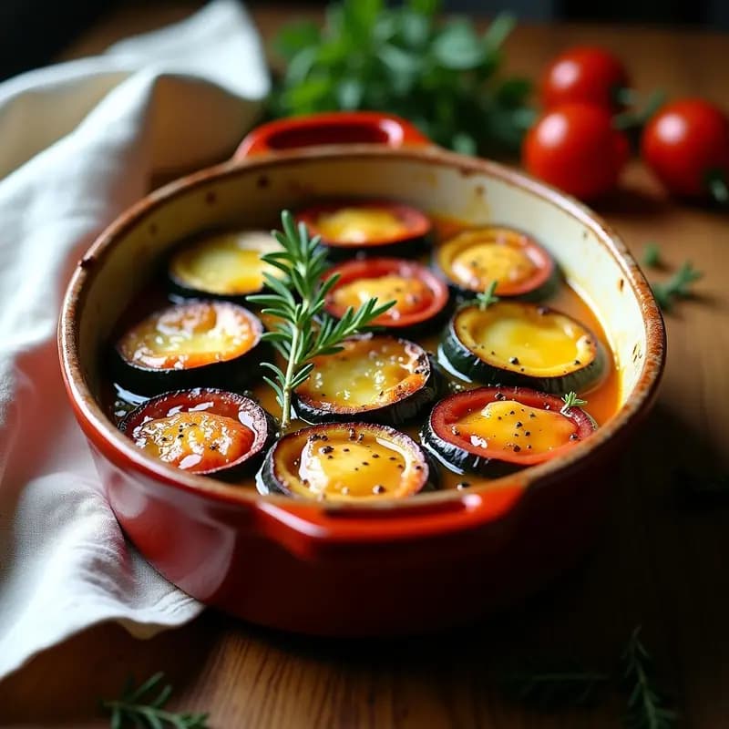 Tian de Calabacín, Tomate y Aubergine: Receta Provenzal sin Lácteos y Baja en Calorías