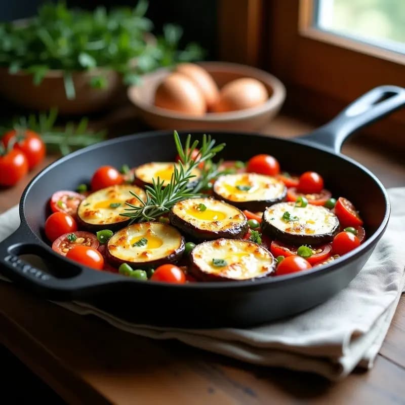 Tian de Verduras Provenzal con Queso de Almendras: Receta Francesa Sin Lactosa en Sartén