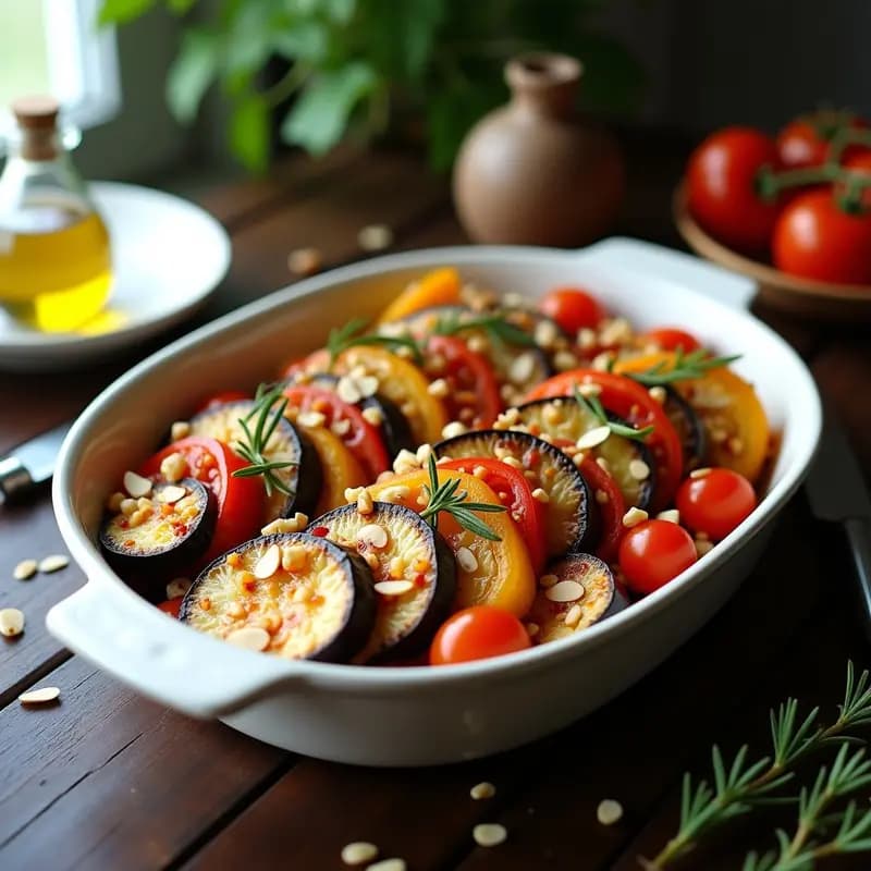 Tian de Verduras Provenzal con Tomates Confitados: Receta Francesa Vegana y Sin Gluten