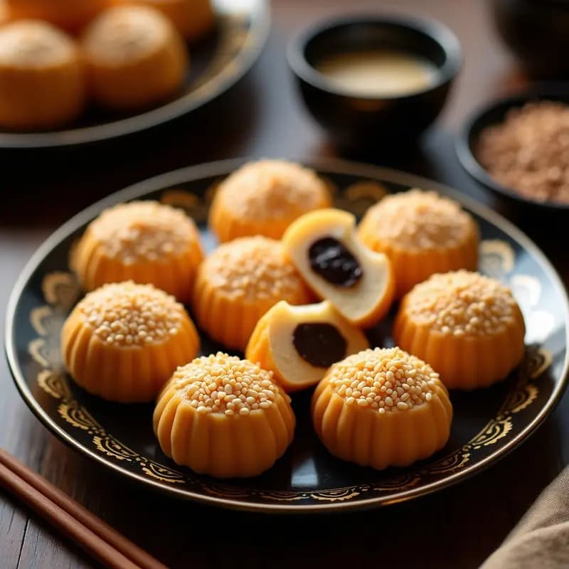 Tikoy de Arroz Glutinoso con Sésamo: Postre Chino para Año Nuevo Sin Horno
