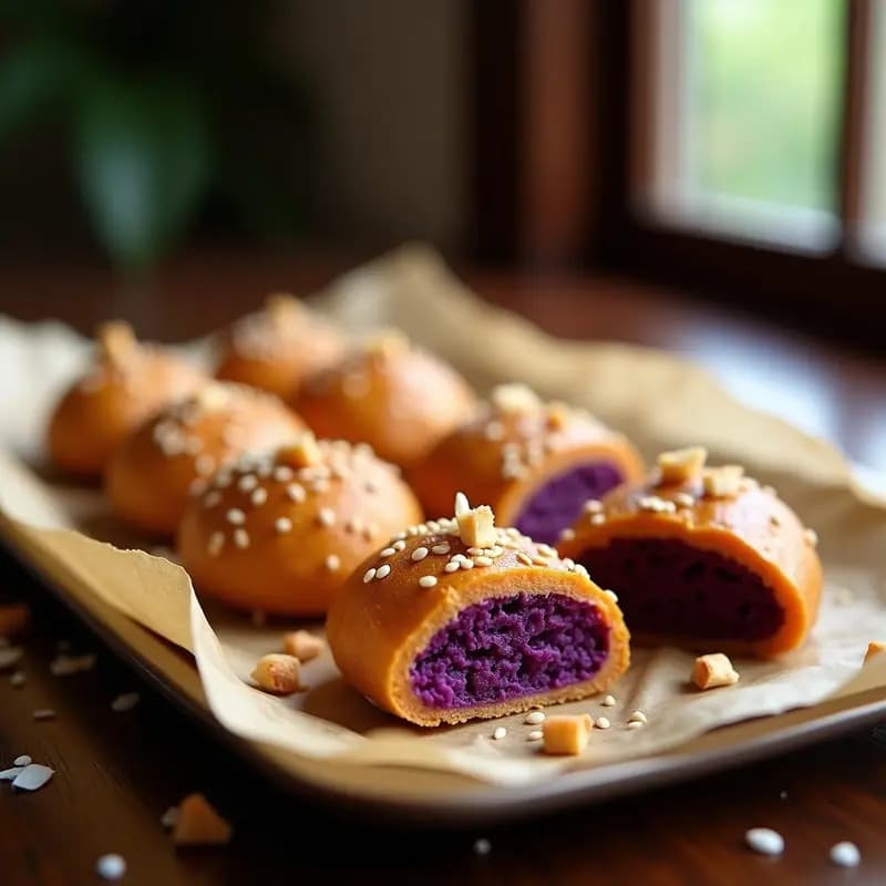 Tikoy Filippino de Batata Morada: Postre Crujiente y Sin Harina