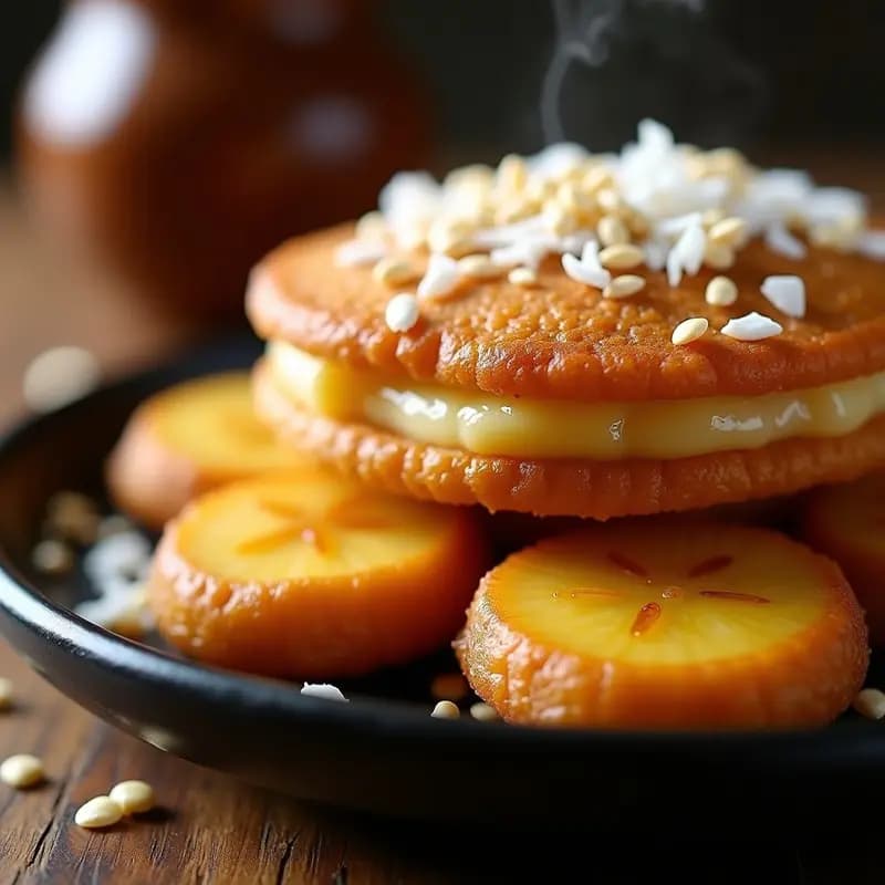 Tikoy Filipino de Galletitas de Arroz y Plátano Macho: Postre Frito sin Azúcar