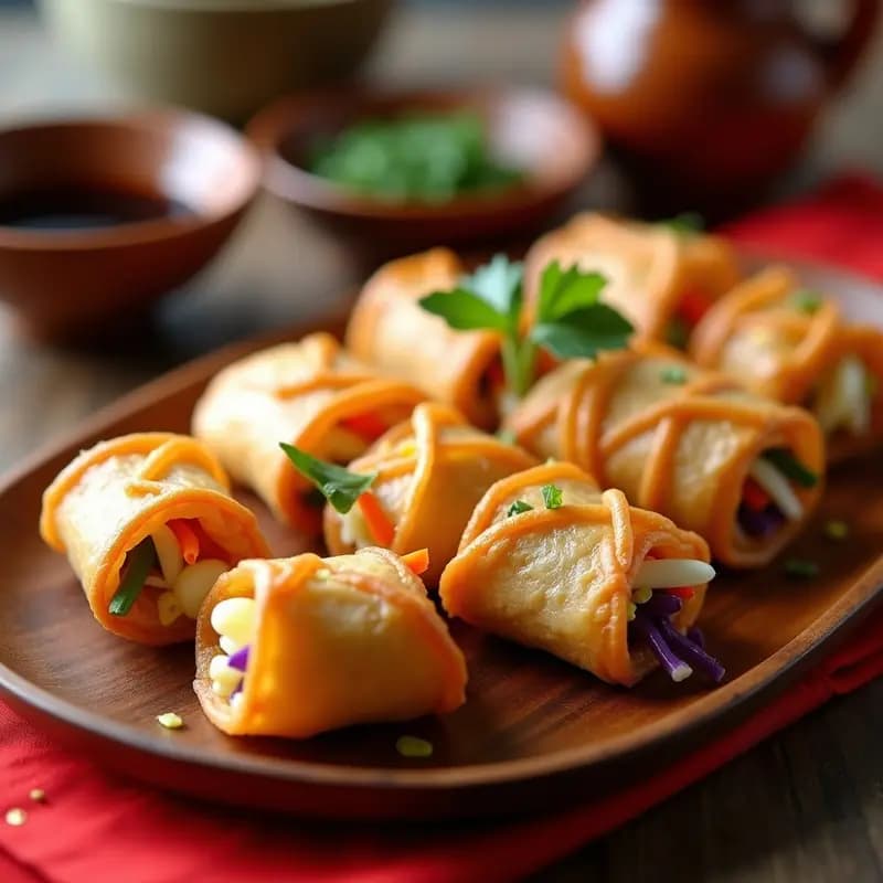 Tikoy Filo con Huevo y Vegetales: Rollitos Chinos para Año Nuevo Lunar