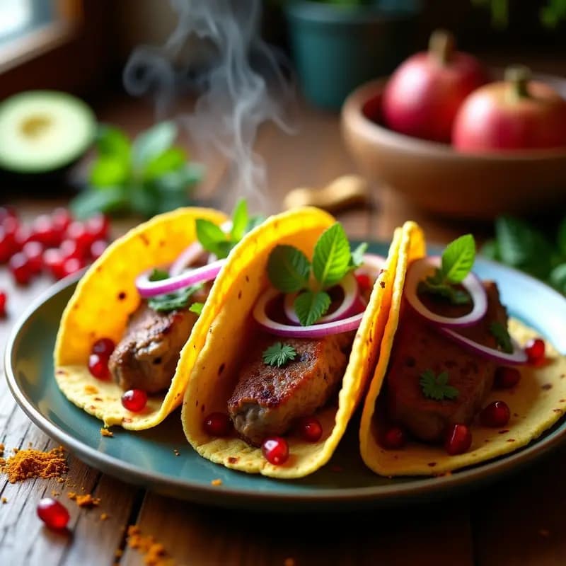 Tikz Tacos de Carne de Cordero y hierbas Marinadas en Yogur: Receta Marroquí en Airfryer